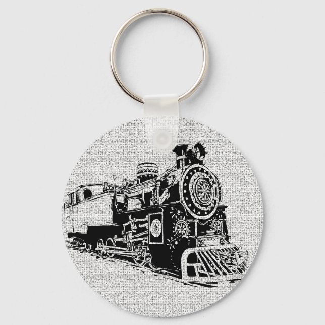 Black & White Locomotive Key Ring (Front)