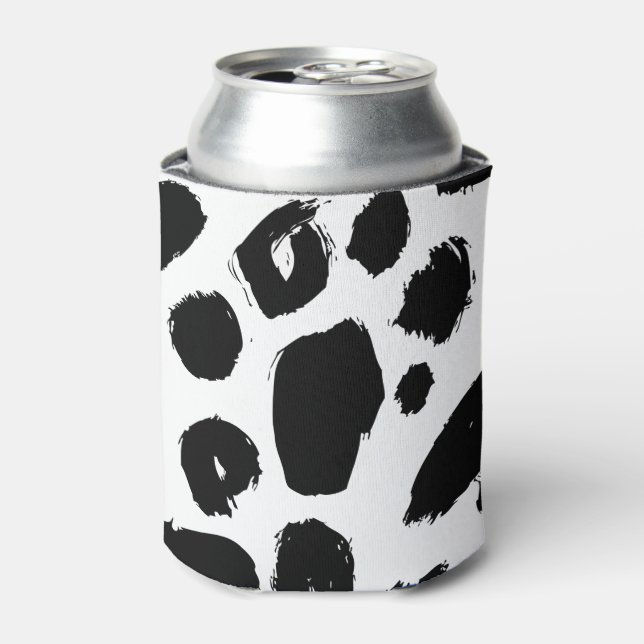 Black & White Loepard Print Can Cooler (Can Front)