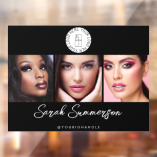 Black White Logo 3 Photo Makeup Studio Window Cling