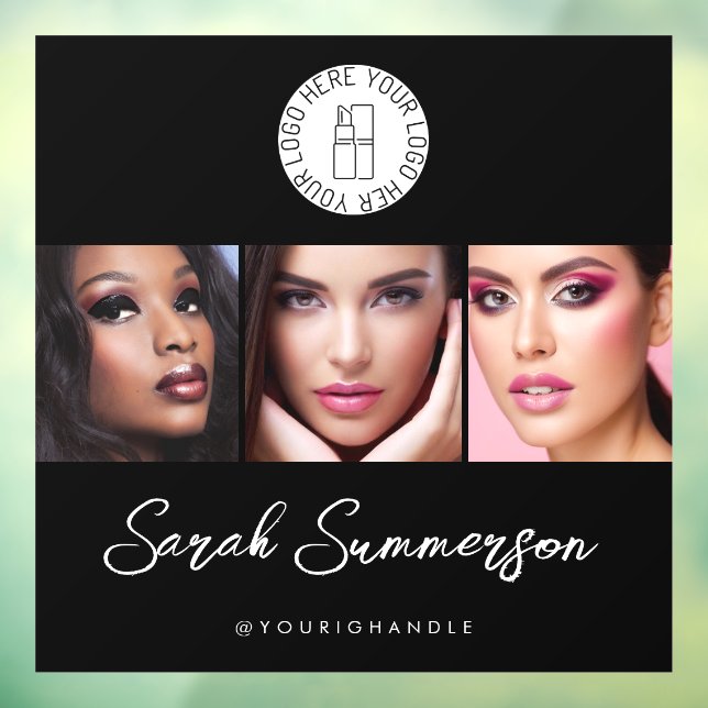 Black White Logo 3 Photo Makeup Studio Window Cling (Sheet 3)