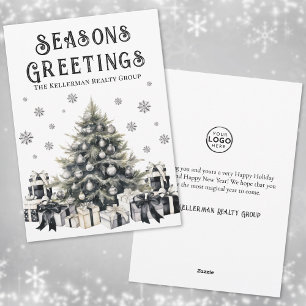 Black White Logo Business Christmas Holiday Card