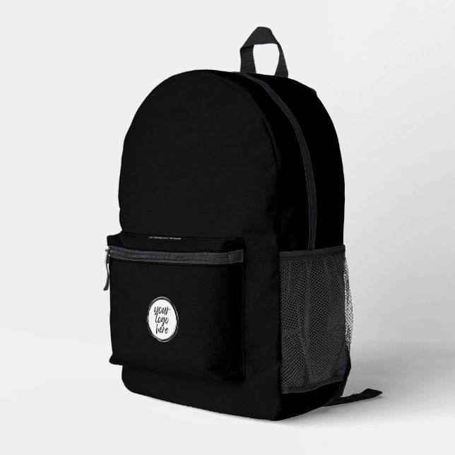 Black &white Logo Custom Business Name Printed Backpack (Back Corner Right)