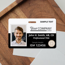 Black, White Logo Entry Employee Photo ID