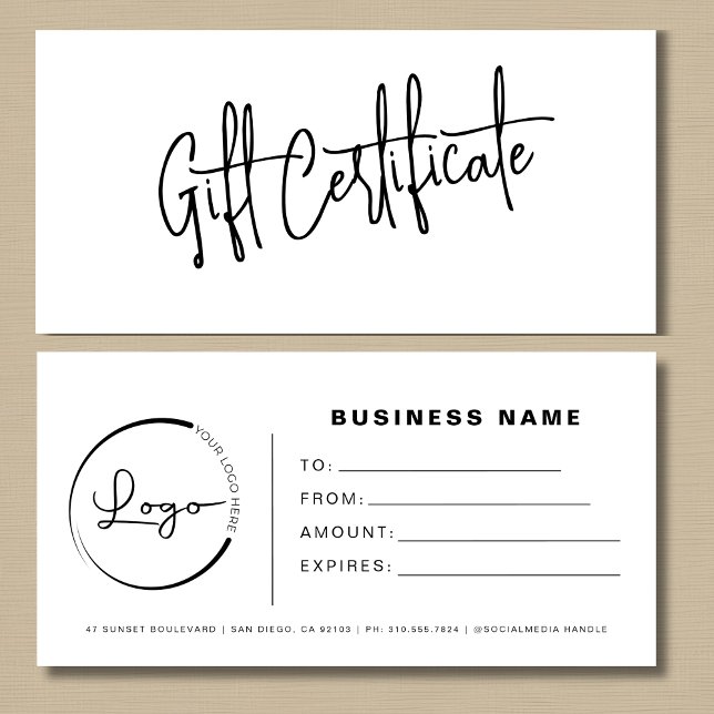 Black White Logo Gift Certificates (Creator Uploaded)