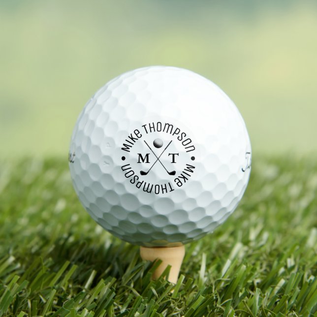 Black & White Logo Monogram for a Golf-Player  Golf Balls (Insitu Tee)