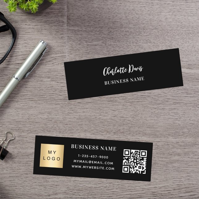 Black white logo QR code Mini Business Card (Creator Uploaded)