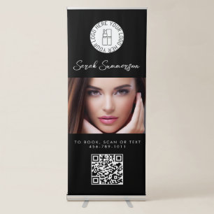 Black White Logo QR Code Photo Makeup Studio Retractable Banner