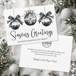 Black White Logo Season's Greetings Business Holiday Card
