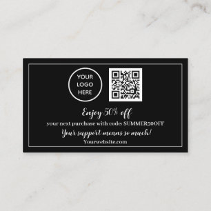 Black White Logo Thank you Business Reward Punch Loyalty Card
