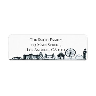 Black & White London Skyline Return Address Label