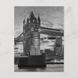 Black White London Tower Bridge British Travel Postcard