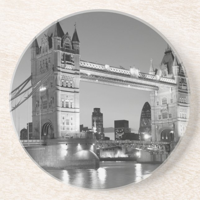 Black White London Tower Bridge Coaster (Front)
