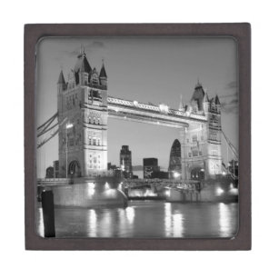 Black White London Tower Bridge Keepsake Box