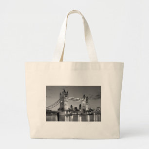Black White London Tower Bridge Large Tote Bag