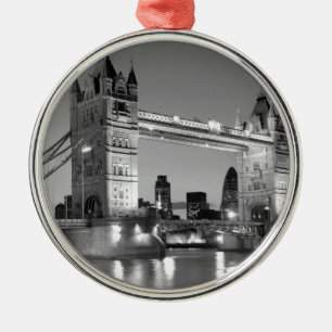 Black White London Tower Bridge Metal Tree Decoration