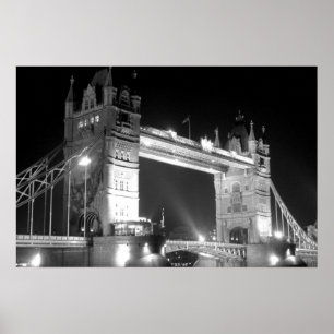 Black White London Tower Bridge Poster
