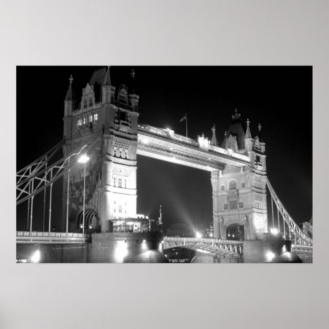 Black White London Tower Bridge Poster (Front)