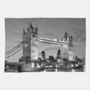 Black White London Tower Bridge Tea Towel