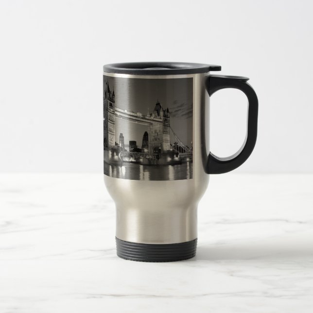 Black White London Tower Bridge Travel Mug (Right)