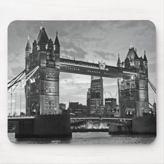 Black White London Tower Bridge UK Travel Mouse Mat (Front)