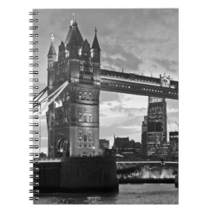 Black White London Tower Bridge UK Travel Notebook