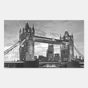 Black White London Tower Bridge UK Travel Rectangular Sticker