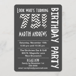 Black/White Look Who's Turning 75 Birthday Invite