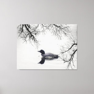 Black  white loon lake Canvas