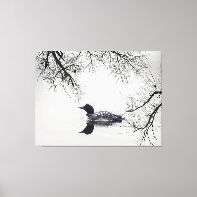 Black  white loon lake Canvas (Front)