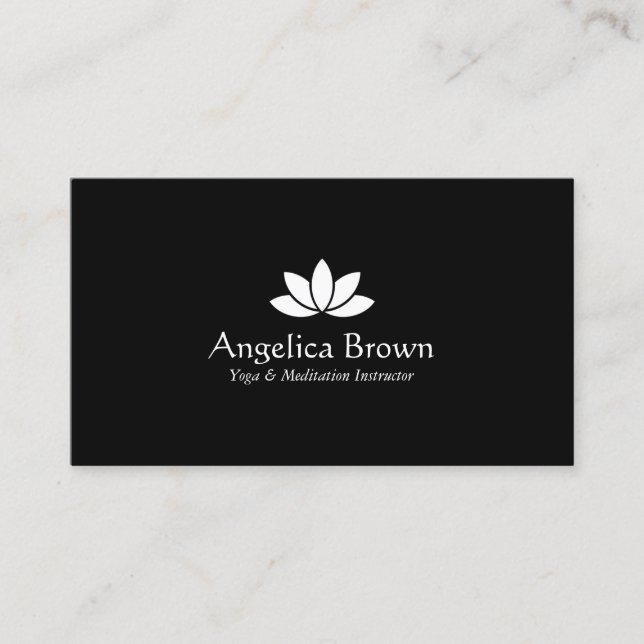 Black & White Lotus Flower Business Card (Front)