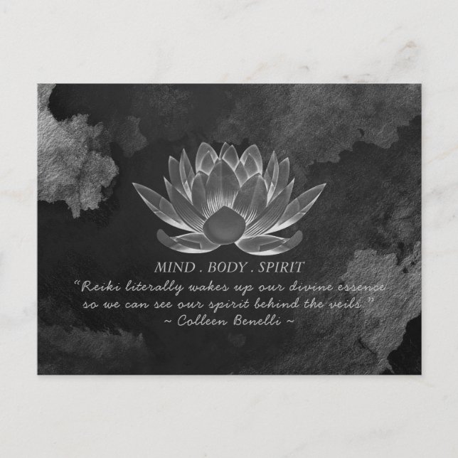 Black White Lotus Yoga Meditation Instructor Quote Postcard (Front)