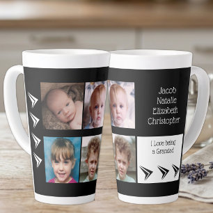 Black white love being a Grandad with photos Latte Mug