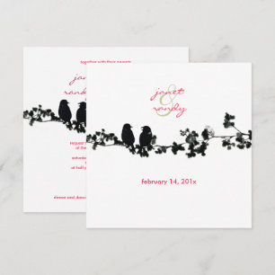 Black + white love birds invitation