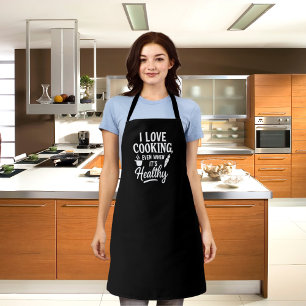 Black white love cooking fun humor quote apron