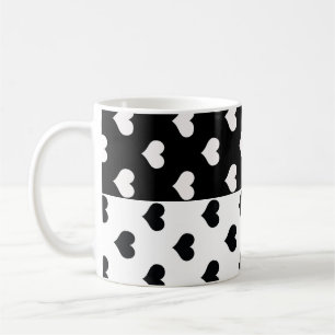 Black White Love Heart Pattern Coffee Mug