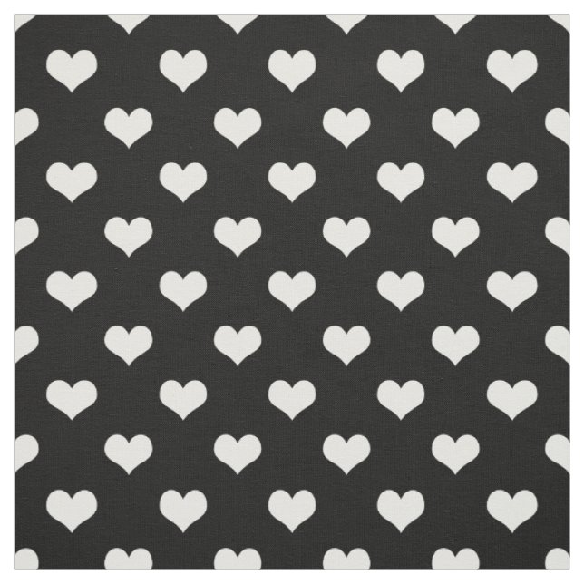 Black White Love Heart Pattern Design  Fabric (Swatch)
