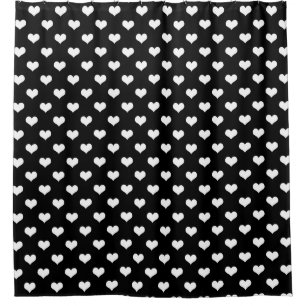 Black White Love Heart Pattern Design Shower Curtain