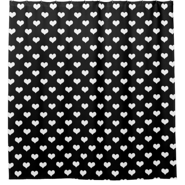 Black White Love Heart Pattern Design  Shower Curtain (Front)