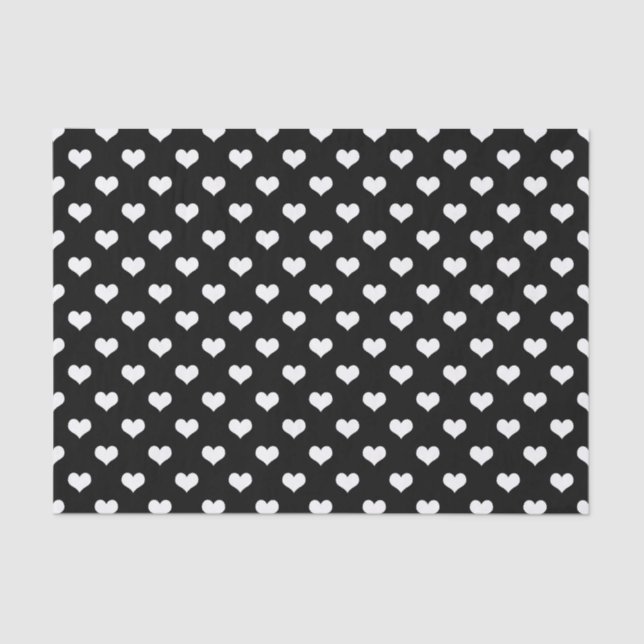 Black White Love Heart Pattern Design  Tissue Paper (Front)