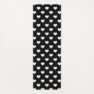 Black White Love Heart Pattern Design Yoga Mat