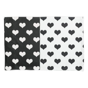 Black White Love Heart Pattern Pillowcase