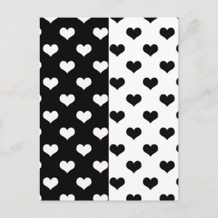 Black White Love Heart Pattern Postcard