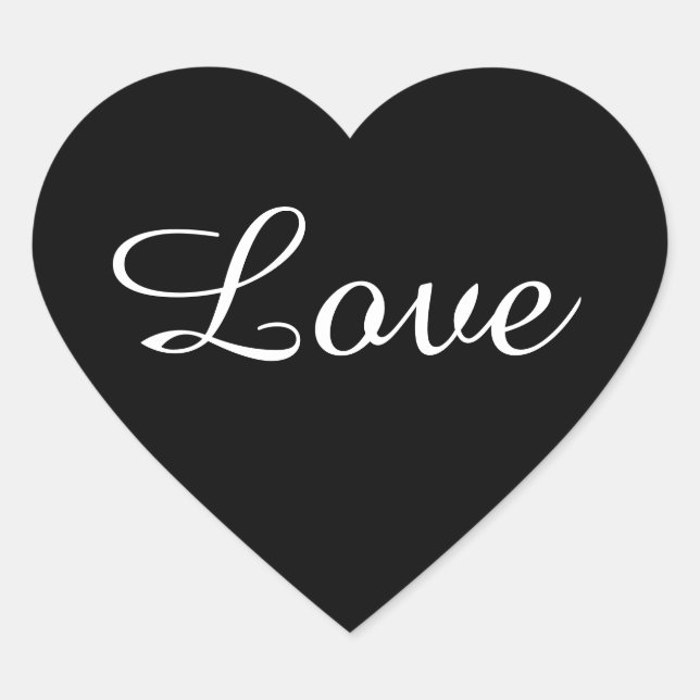 Black & White Love Heart Sticker, Wedding Favour Heart Sticker (Front)