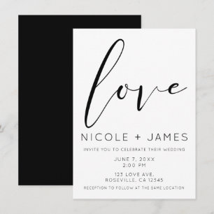 Black & White LOVE Minimal Modern Wedding Invitation