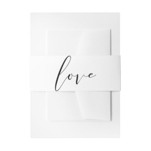 Black & White LOVE Minimal Modern Wedding Invitation Belly Band