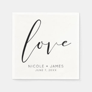 Black & White LOVE Minimal Modern Wedding Napkin