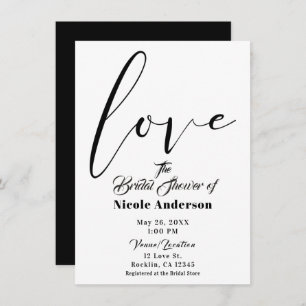 Black & White LOVE Modern Script Wedding Invitation