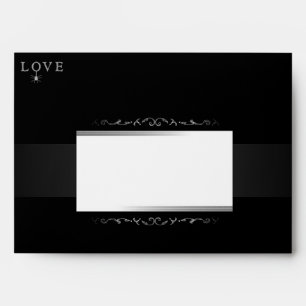 Black & White LOVE Spider Scroll- STRIPES INSIDE Envelopes
