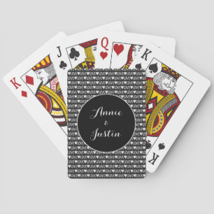 Black White Love Valentine Couple's Names Playing Cards