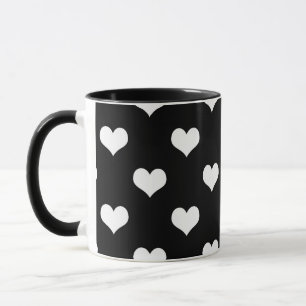 Black White Lovely Hearts Design  Mug
